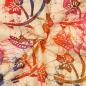 Preview: Viskose Batik einzigartig gefertigt  Blüten in Orange/Lila/Rottönen